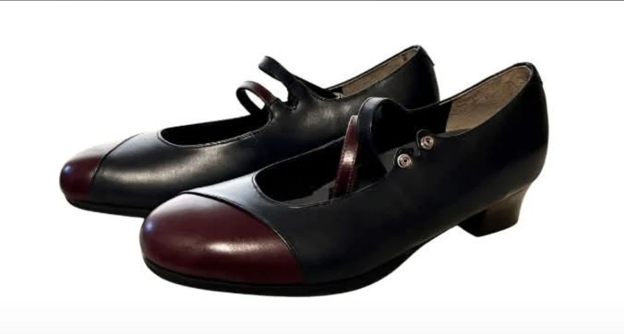 ネイビーとボルドーの2色使いのKenplantarパンプス